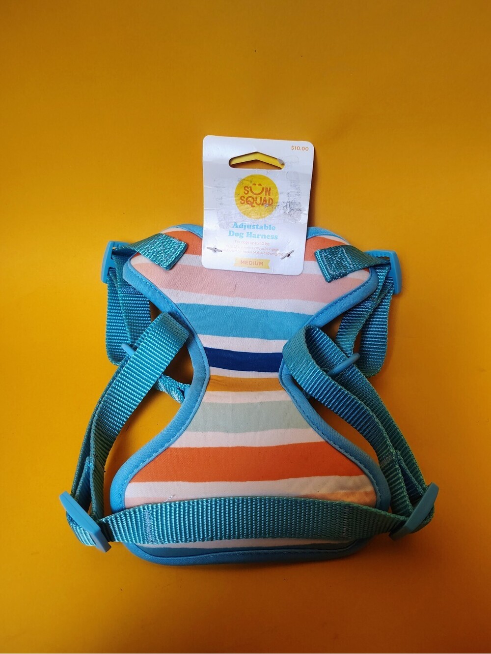 Sun Squad Adjustable Dog Harness Medium Multi Stripe Mesh Target Pet Vest NWT